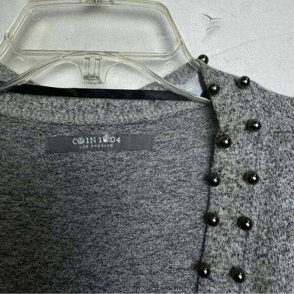 Coin 1804 Beaded Long Cardigan Sweater Duster Pockets Stretch Soft Lightweight L - Picture 5 of 14